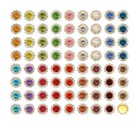 YELARXI 120Pcs 12mm Sew on Flower Rhinestones Crystal Glass Gems, Flatback Claw with Metal Base Crystals for Sewing Clothes Shoes Jewelry Belt Accessories, Mixed Colors