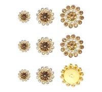 YELARXI 150Pcs 10/12/14mm Sew on Flower Rhinestones Crystal Glass Gems, Flatback Claw with Metal Base Crystals for Sewing Clothes Shoes Jewelry Belt Accessories, Crystal Yellow