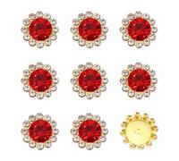 YELARXI 150Pcs 12mm Sew on Flower Rhinestones Crystal Glass Gems, Flatback Claw with Metal Base Crystals for Sewing Clothes Shoes Jewelry Belt Accessories, Bright Red