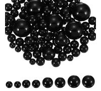 YELARXI 200Pcs No Hole Pearl Beads, 10/14/20/30mm Vase Fillers Faux Pearl for Crafting Filling Home Party Decorations Wedding Centerpieces, Black