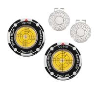 YELARXI 2Pcs Golf Green Reader, Golf Ball Marker with High Precision Green Reading Aid Bubble and Magnetic Cap Clip - Fitting for (Training/Accessories/Gift/Men & Women), Yellow