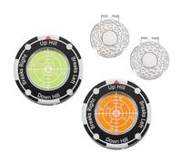 YELARXI 2Pcs Golf Green Reader, Golf Ball Marker with High Precision Green Reading Aid Bubble and Magnetic Cap Clip - Fitting for (Training/Accessories/Gift/Men & Women), Green, Orange