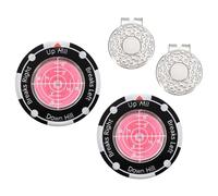 YELARXI 2Pcs Golf Green Reader, Golf Ball Marker with High Precision Green Reading Aid Bubble and Magnetic Cap Clip - Fitting for (Training/Accessories/Gift/Men & Women), Pink