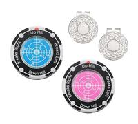 YELARXI 2Pcs Golf Green Reader, Golf Ball Marker with High Precision Green Reading Aid Bubble and Magnetic Cap Clip - Fitting for (Training/Accessories/Gift/Men & Women), Light Blue, Pink