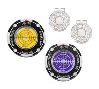 YELARXI 2Pcs Golf Green Reader, Golf Ball Marker with High Precision Green Reading Aid Bubble and Magnetic Cap Clip - Fitting for (Training/Accessories/Gift/Men & Women), Yellow, Purple