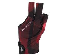 YELARXI 3 Finger Pool Glove Left Hand, Billiard Gloves for Shooter Carom Pool Snooker Cue Accessories 2 Pcs & Black Red-Fitting for (Men/Women)