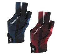YELARXI 3 Finger Pool Glove Left Hand, Billiard Gloves for Shooter Carom Pool Snooker Cue Accessories 2 Pcs & Black Blue, Black Red-Fitting for (Men/Women)