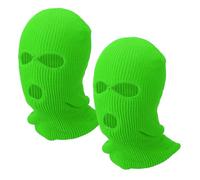 YELARXI 3-Hole Full Face Mask Cover, Ski Mask Knitted Warm Knit Cover Winter Balaclava Face Mask Cap Ski Polyester& 2 Pcs& Green -Fitting for (Men/Women/Winter Outdoor Sports/Skiing)