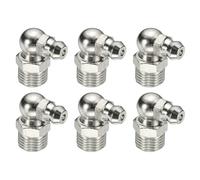 YELARXI 90 Degree Grease Fittings, M10 x 1mm Thread Hydraulic Grease Fitting Accessories - Fitting for (Automotive/Industrial Machinery/Grease Guns), 6Pcs & 304 Stainless Steel & Silver