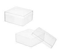 YELARXI Acrylic Box with Lid, 5.12 x 5.12 x 2.36 in Acrylic Display Case Plastic Square Cube Container Storage Holder Stackable Bins for Cosmetic Collectible Candy Jewelry(2 Pack, Clear)