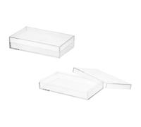 YELARXI Acrylic Box with Lid, 6.3 x 6.3 x 1.38 in Acrylic Display Case Plastic Square Cube Container Storage Holder Stackable Bins for Cosmetic Collectible Candy Jewelry(2 Pack, Clear)
