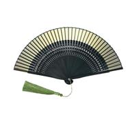 YELARXI Bamboo Silk Folding Fans, Handheld Fan with Real Silk, Chinese Elegant Folding Fan for Women -Fitting For (Wedding/Dance Performance/Gift) 8 Inch & Bamboo, Silk & Gradient Green