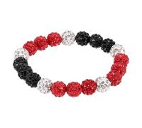 YELARXI Baseball Bracelet, Ice Collection Bracelets Bling Rhinestone Inspired Bead Disco Ball - Fit for (Men/Women/Players/Birthday Gift), 7.5 in & Silicone & Black White Red