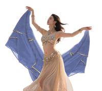 YELARXI Belly Dance Scarf, 98 x 47 Inch Outfit Chiffon Costume Dance Shawls Veil Sequin Trim Stage Performance Dance Scarf, Blue