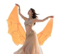 YELARXI Belly Dance Scarf, Outfit Chiffon Costume Dance Shawls Veil Sequin Trim Stage Performance Dance Scarf