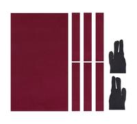 YELARXI Billiard Cloth Pool Table Felt, 7ft with 6 Cloth Strips and 2 Gloves Fit for Home Clubs Bars Indoor Sports Games (1Set, Red)