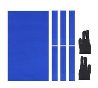 YELARXI Billiard Cloth Pool Table Felt, 8ft with 6 Cloth Strips and 2 Gloves Fit for Home Clubs Bars Indoor Sports Games (1Set, Blue)