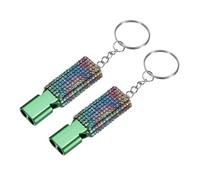 YELARXI Bling Whistle, Metal Crystal Whistles with Key Ring Safety Emergency Rescue Signaling Loud, 2 Pcs & Multicolor Rhinestone/Green Whistle- for (Outdoor Camping/Hiking)