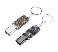 YELARXI Bling Whistle, Metal Crystal Whistles with Key Ring Safety Emergency Rescue Signaling Loud, 2 Pcs &3colors/Multicolor Rhinestone/Silver&Black Whistle- for (Outdoor Camping/Hiking)