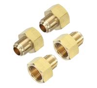 YELARXI Brass Flare Tube Fitting Coupling Gas Adapter, 1/2" Male Flare x 5/8 Inch Female SAE Thread Pipe Connector Fit for air Conditioning HVAC Automotive Grills (2Pcs, Gold)