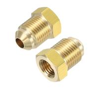 YELARXI Brass Flare Tube Fitting Coupling Gas Adapter, 3/8" Male Flare x 1/4 Inch Female SAE Thread Pipe Connector Fit for air Conditioning HVAC Automotive Grills (2Pcs, Gold)