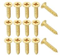 YELARXI Brass Wood Screws Self Tapping Screws, M4 x 20 mm Flat Cross Head Fit for Door Hinges Electronics Furniture (50 Pack, Gold Tone)