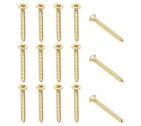 YELARXI Brass Wood Screws Self Tapping Screws, M4 x 35 mm Flat Cross Head Fit for Door Hinges Electronics Furniture (25 Pack, Gold Tone)