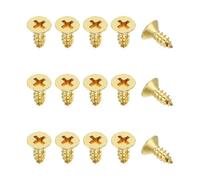 YELARXI Brass Wood Screws Self Tapping Screws, M5 x 12 mm Flat Cross Head Fit for Door Hinges Electronics Furniture (25 Pack, Gold Tone)