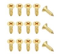 YELARXI Brass Wood Screws Self Tapping Screws, M5 x 16 mm Flat Cross Head Fit for Door Hinges Electronics Furniture (25 Pack, Gold Tone)