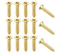 YELARXI Brass Wood Screws Self Tapping Screws, M5 x 25 mm Flat Cross Head Fit for Door Hinges Electronics Furniture (25 Pack, Gold Tone)
