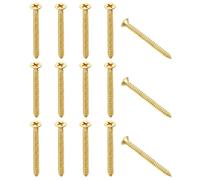 YELARXI Brass Wood Screws Self Tapping Screws, M5 x 50 mm Flat Cross Head Fit for Door Hinges Electronics Furniture (25 Pack, Gold Tone)