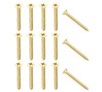 YELARXI Brass Wood Screws Self Tapping Screws, M6 x 40 mm Flat Cross Head Fit for Door Hinges Electronics Furniture (25 Pack, Gold Tone)