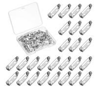 YELARXI Brooch Pin Backs, Brooch Clasp Badge Pins, Bar Reliable Metal Button Locking Safety Clasp- Fitting for (Sewing - DIY Craft - Wedding - Name Tags) 20 mm & 50 Pack & Silver Gray