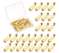 YELARXI Brooch Pin Backs, Brooch Clasp Badge Pins, Bar Reliable Metal Button Locking Safety Clasp- Fitting for (Sewing - DIY Craft - Wedding - Name Tags) 20 mm & 50 Pack & Gold