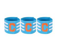 YELARXI Captain Arm Bands for Soccer, Soccer Captain C Armband, Classic Striped Elastic Protective Arm Badge Adjustable Player Bands Fitting for (Adult/Football) 3 Pcs & Sky Blue