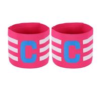 YELARXI Captain Arm Bands for Soccer, Soccer Captain C Armband, Classic Striped Elastic Protective Arm Badge Adjustable Player Bands Fitting for (Adult/Football) 2 Pcs & Rose Red