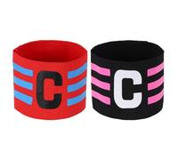 YELARXI Captain Arm Bands for Soccer, Soccer Captain C Armband, Classic Striped Elastic Protective Arm Badge Adjustable Player Bands Fitting for (Adult/Football) 2 Pcs & Red/Black
