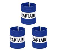 YELARXI Captain Armband, Soccer Captain Arm Bands Elastic Adjustable Leader Armbands Team Sport Rugby Player Band 4.1x3.4 In & Blue/White & 3Pcs-Fit for (Football/Basketball Training)
