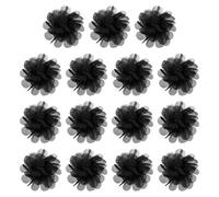 YELARXI Chiffon Flowers, Sewing Fabric Appliques, Chiffon Flowers Appliques - Fitting for (Women/DIY Crafts/Headbands/Hair Accessories/Wedding/Party/Corsage) 2 Inch & 15 Pack & Black