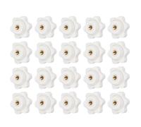 YELARXI Clamping Nuts Knob Plastic Screw-On Brass Star Knobs Knurled M4 Female Threaded Hexagon Head, 1 Inch Head Diameter Fit for Lawn Mower Handle Machinery (20 Pack, White)