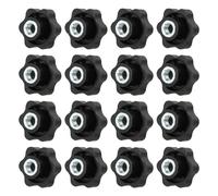 YELARXI Clamping Nuts Knob Plastic Screw-On Iron Star Knobs Knurled M12 Female Threaded Hexagon Head, 1.9 Inch Head Diameter Fit for Lawn Mower Handle Machinery (16 Pack, Black)