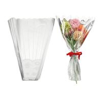 YELARXI Clear Flower Wrapping Bags, Transparent Flower Packaging Bag Waterproof Bouquet Sleeves with Lace - Fitting for (Florists/Floral Arrangements Supplies), 11.0x3.1x15.7 Inch & 100Pcs