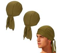 YELARXI Cooling Do Rags Sweat Wicking, Solid Skull Caps Rag Breathable Motorcycle Dew Head Wrap Bandana Hats Helmet Liner 2 Pcs & Light Brown -for (Men Women/Cycling/Running/Hiking)
