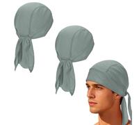 YELARXI Cooling Do Rags Sweat Wicking, Solid Skull Caps Rag Breathable Motorcycle Dew Head Wrap Bandana Hats Helmet Liner 2 Pcs & Light Gray -for (Men Women/Cycling/Running/Hiking)