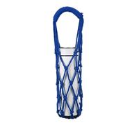 YELARXI Crochet Water Bottle Carrier Bag, Handwoven Cotton Rope Cup Holder with Twisted Handle, Reusable Handheld Water Bottle Bag for Hiking Travel Shopping Accessories (Dark Blue)