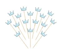 YELARXI Crown Cupcake Toppers Glittery Princess Cake Toppers Mini Cupcake Picks, Fit for Wedding Engagement Birthday Party Cake Decorations (50 Pack, Light Blue)