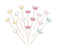 YELARXI Crown Cupcake Toppers Glittery Princess Cake Toppers Mini Cupcake Picks, Fit for Wedding Engagement Birthday Party Cake Decorations (50 Pack, Silver/Gold/Pink/Rose Red/Blue)