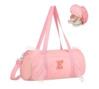 YELARXI Dance Bag, Personalized Initial Letter Lace Yoga Bag with Adjustable Strap & Shoes Compartment, Small Cute Ballet Travel Duffel Tote Pink & E-Fitting(Ballet/Yoga/Travel Duffel)