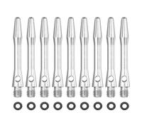 YELARXI Dart Shafts for Steel Tip, Medium 2BA Thread Aluminum Dart Shaft Set with Black Rubber Ring Replacement Accessories For (Darts Training/Sharpener), 35mm & 37 Set & Silver