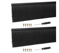 YELARXI Door Sweep Aluminum Alloy Brush Sweeps, 100mm Black PP Brush 1000 x 125mm Fit for Gaps of Door Bottom - H-Shape Holder (2 Pcs, Black)